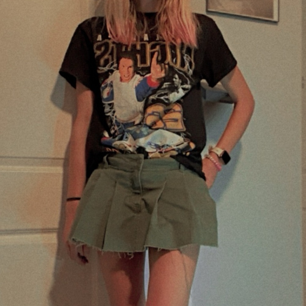 NWOT Army Green Pleated Denim Skort